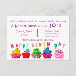 Cupcake Colorido - Cartão de Aniversário para Ga