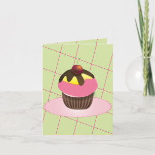 Cupcake com cartão de aniversário de Cherry