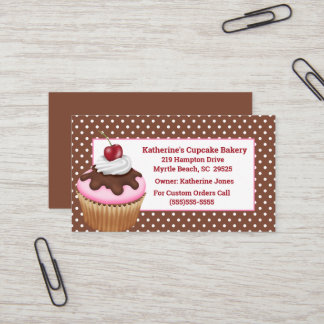 Cupcake Com Cartões de visitas De Cereja