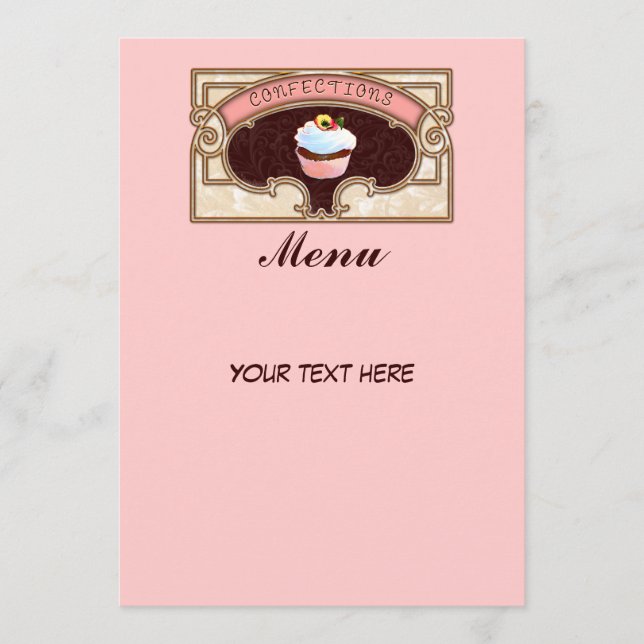 Cupcake Confecções Menu Assinar Estilo de Vintage (Frente)