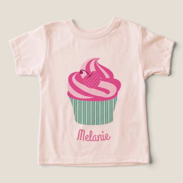 Cupcake Cor-de-Rosa Personalizado Fofinho (Design frontal)