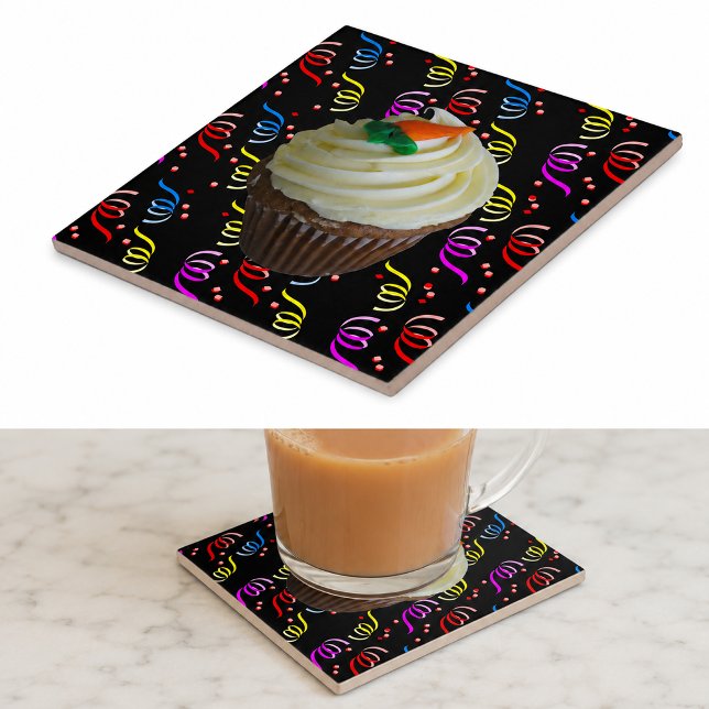Cupcake de Bolo de Cenoura com Confetes (Carrot Cake Cupcake with Confetti Ceramic Tile)