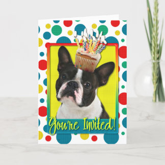 Cupcake de Convite - Boston Terrier