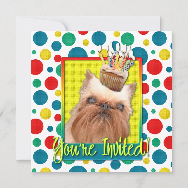 Cupcake de Convite - Bruxelas Griffon (Frente)