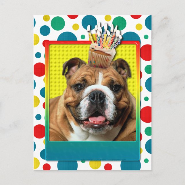 Cupcake de Convite - Bulldog - Escuro (Frente)
