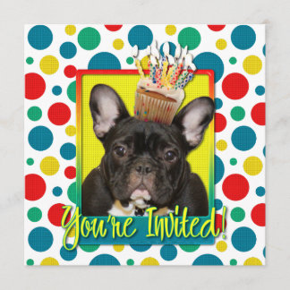Cupcake de Convite - Bulldog Francês - Teal
