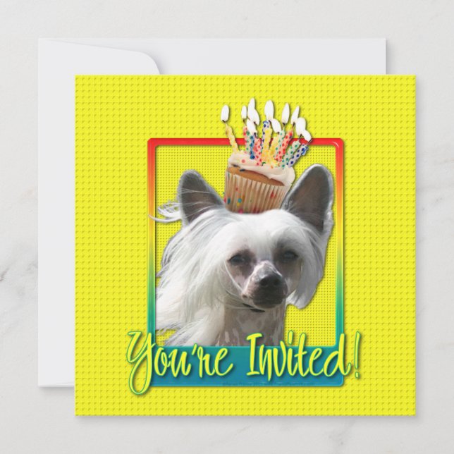 Cupcake de Convite - Chinês Crested - Kahlo (Frente)