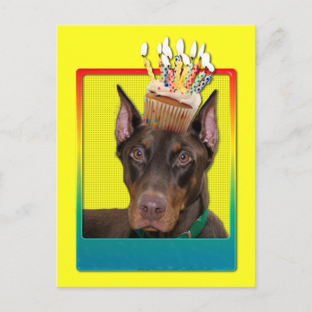 Cupcake de Convite - Doberman - Red - Rocky (Frente)
