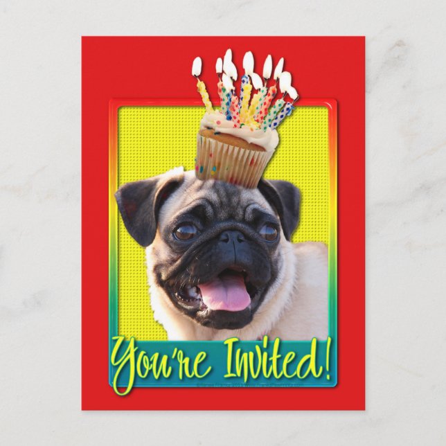 Cupcake de Convite - Pug (Frente)