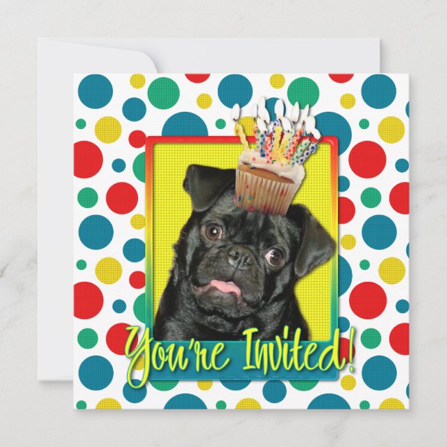 Cupcake de Convite - Pug - Ruffy (Frente)