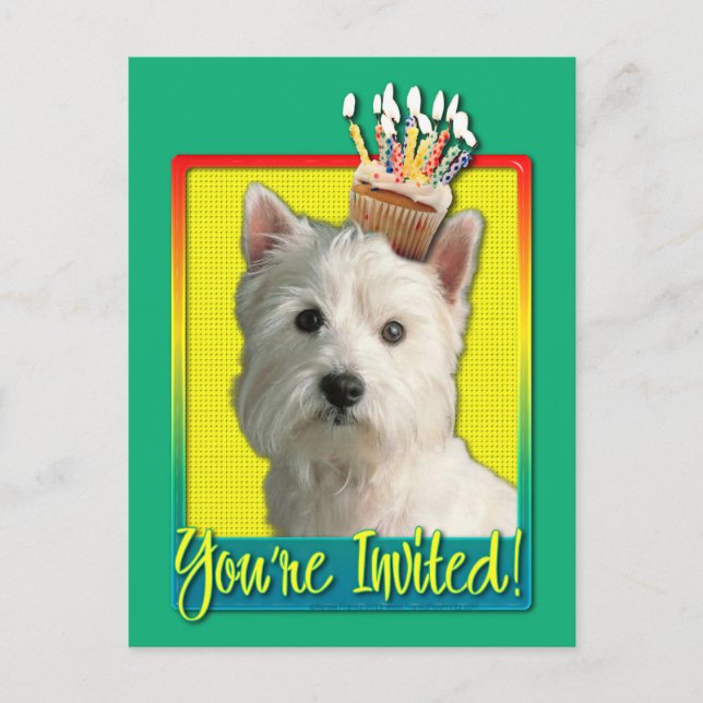 Cupcake de Convite - West Highland Terrier (Frente)