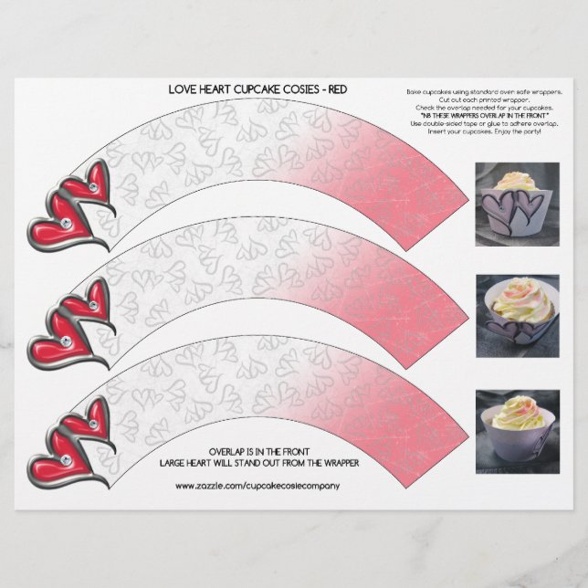 Cupcake de Corações de Amor - Vermelho (Frente)