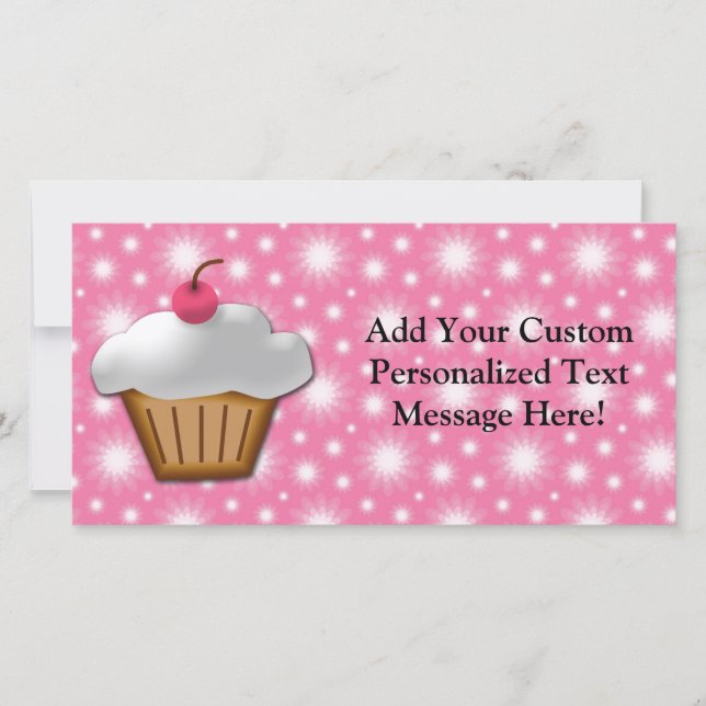 Cupcake de corte com cereja rosa no topo (Frente)