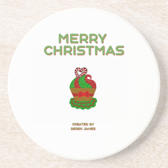 Cupcake de Natal Porta copos Sandstone (Frente)
