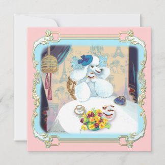 Cupcake de Poodle Branco Retro Convite de festas d