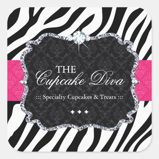 Cupcake de Zebra Sassy - Adesivos (Frente)