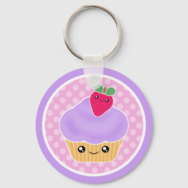 Cupcake Kawaii Strawberry Chaveiro (Frente)