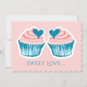 Cupcake Love convites de texto personalizados