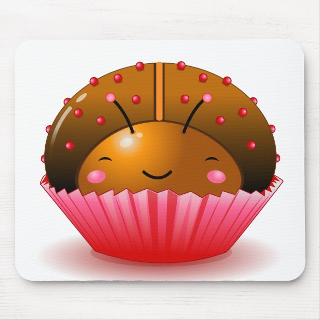Cupcake Mousepad do joaninha do chocolate (Frente)