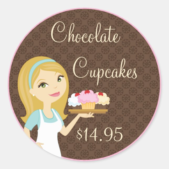 Cupcake para padeiro loiro D12 — Adesivos de preço (Frente)