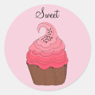 Cupcake Rosa - adesivos