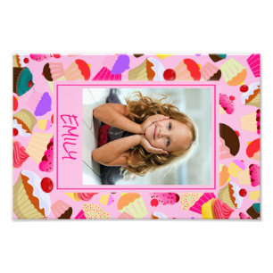 Cupcake Rosa Brilhante - Foto Personalizada