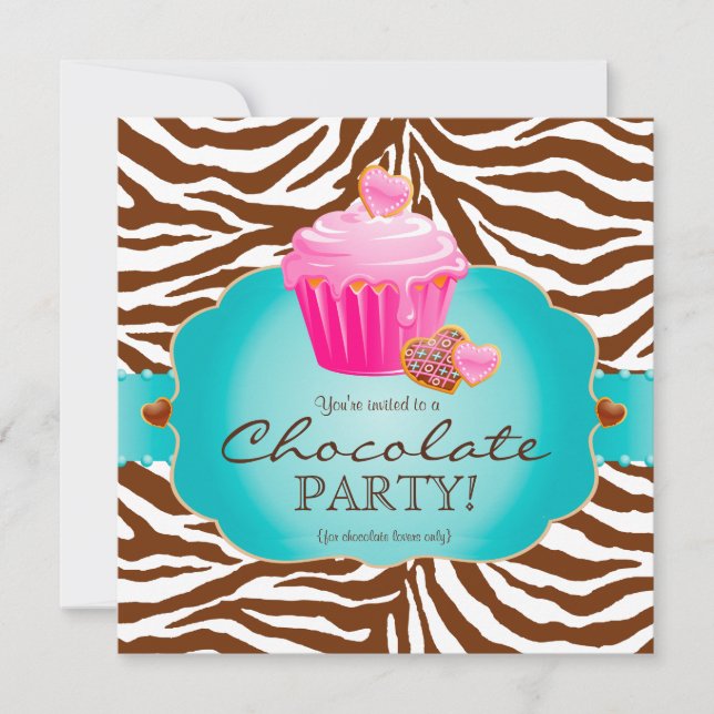 Cupcake Rosa de Chocolate de Convite para Panifica (Frente)