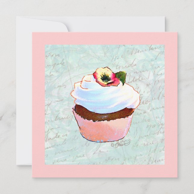 Cupcake rosa de chocolate francês (Frente)