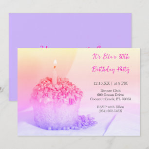 Cupcake roxo Convite aniversário de 30 anos colori