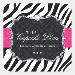 Cupcake Sassy da zebra - etiquetas de