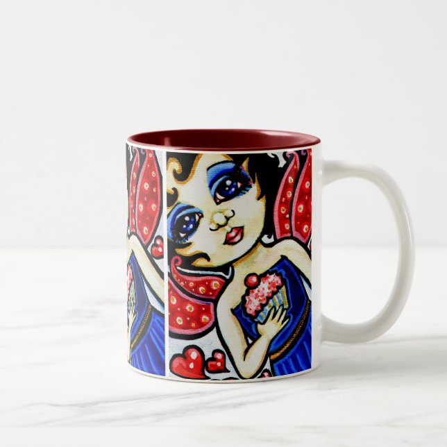 Cupcake YUM! Caneca bonito da fada da fantasia (Direita)