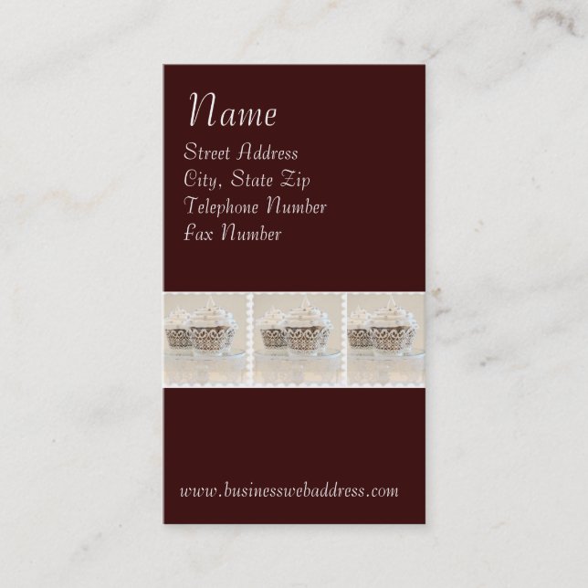 Cupcaked em cartões de visitas do fundo de Brown (Frente)