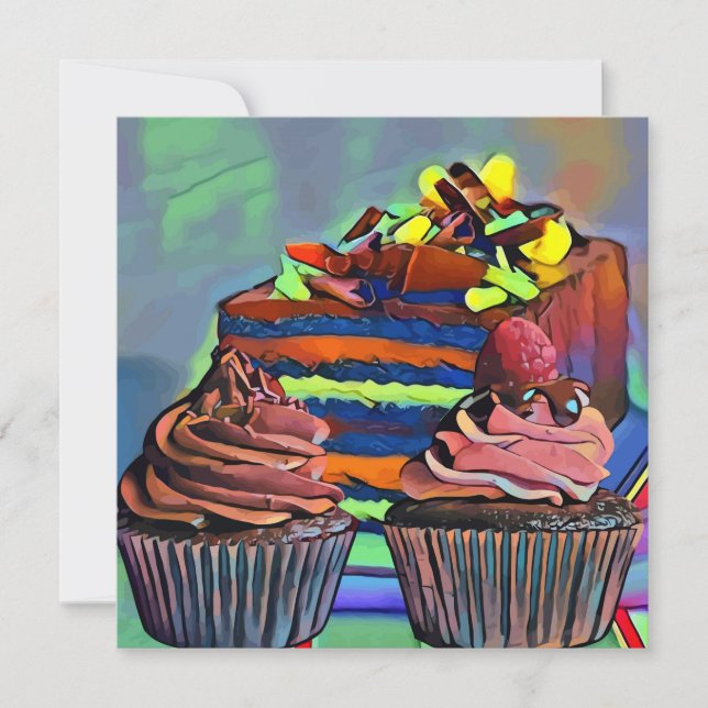 Cupcakes and cake Still life Abstract Art (Frente)