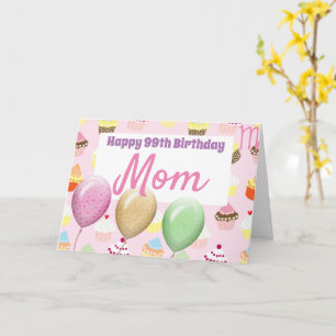 Cupcakes Balões Cartão de Aniversário Adulto