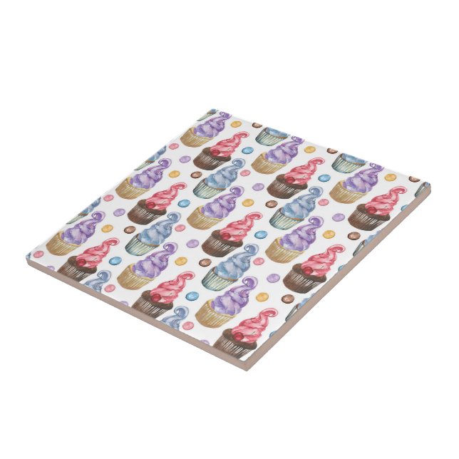 Cupcakes de aquarela coloridos (Lateral)