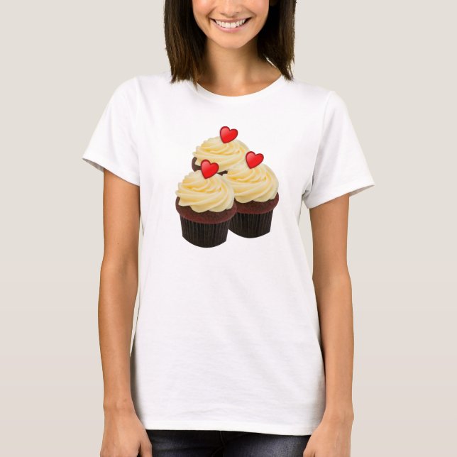Cupcakes de veludo vermelho camiseta (Frente)