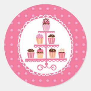 Cupcakes em uma etiqueta do selo do suporte
