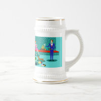Cupé retro com caneca de cerveja do cão