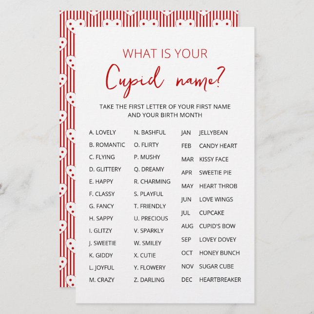 Cupid Name Game Party (Frente/Verso)