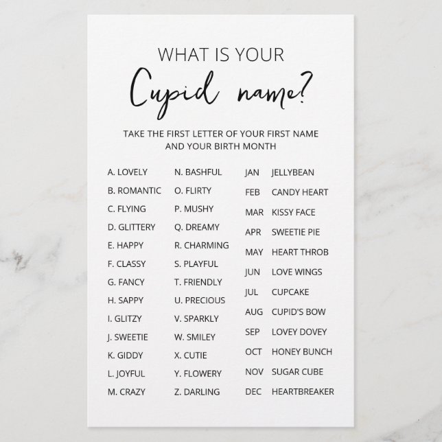 Cupid Name Game Party (Frente)