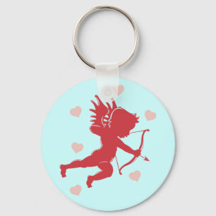 Cupido do tiro com chaveiro dos corações