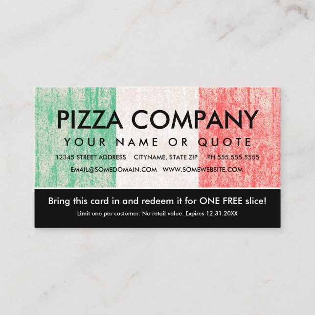 cupom de pizza da bandeira da itália (Frente)