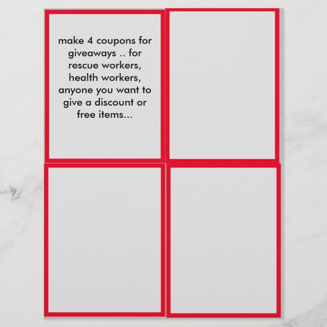 cupons de promocional a serem feitos para a sua em (Frente)