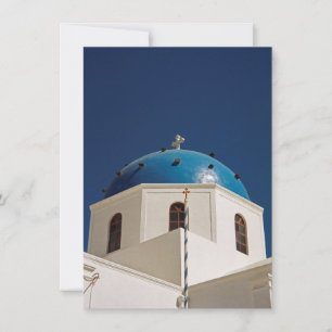 Cúpula azul, Santorini, cartão de Grécia