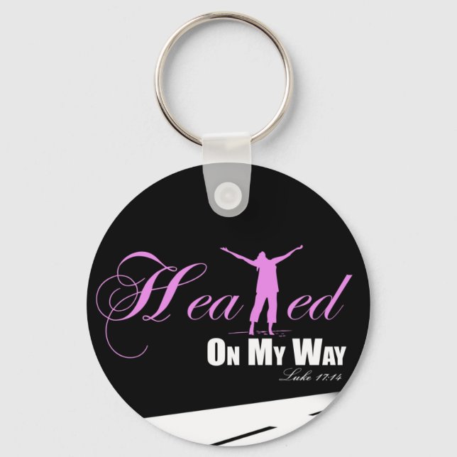 Cura no meu caminho (rosa e preto) Chaveiro (Frente)