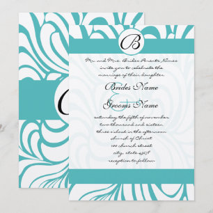 Curacao Blue Swirls Convites de Casamento