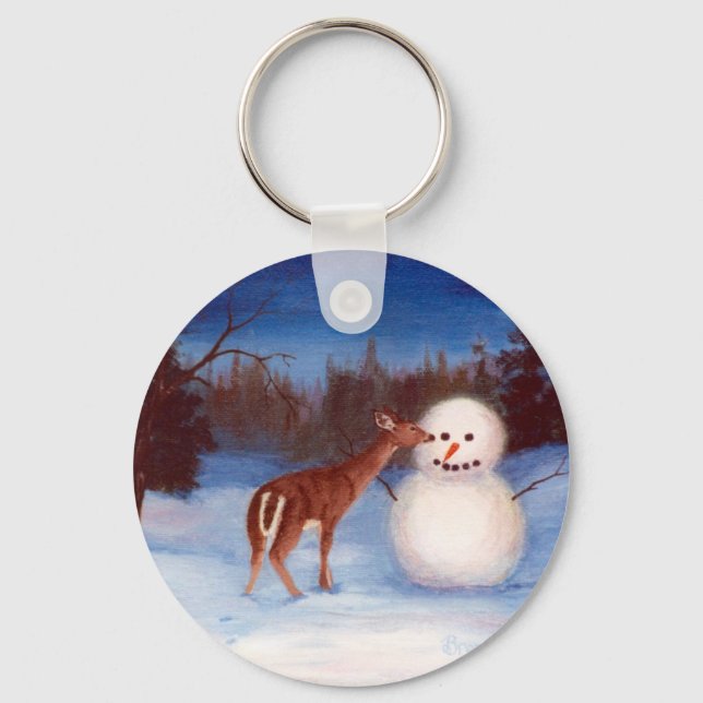 Curiosity Deer e Snowman Chaveiro (Frente)