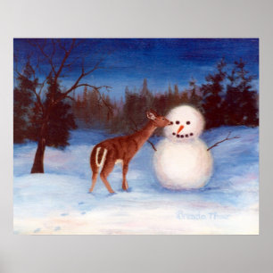 Curiosity Deer e Snowman Poster