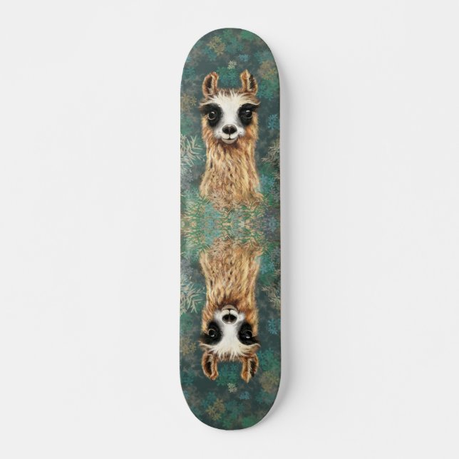 Curioso Llama Skateboard Engraçado (Frente)