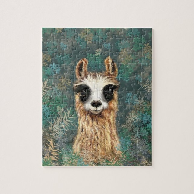 Curioso Quebra-cabeça do Baby Llama - Pintura (Vertical)